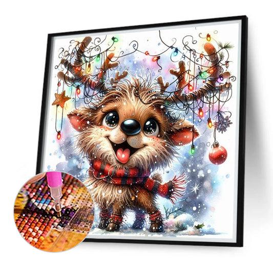 Diamond Painting - Full Round - Christmas funny deer (30*30CM)