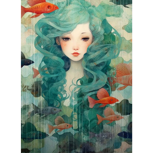 AB Diamond Painting - Full Round - Girl in the water (40*55CM)