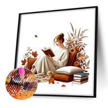 Load image into Gallery viewer, Diamond Painting - Full Round - Girl reading a book (40*40CM)