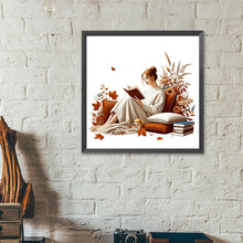 Load image into Gallery viewer, Diamond Painting - Full Round - Girl reading a book (40*40CM)