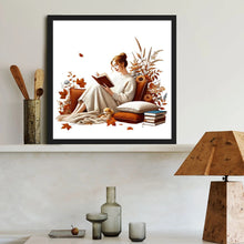 Load image into Gallery viewer, Diamond Painting - Full Round - Girl reading a book (40*40CM)