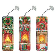 Load image into Gallery viewer, 3Pcs Special Shape Christmas Fireplace Diamond Painting Bookmark for Bookworms