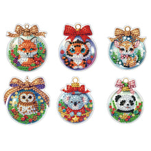 Load image into Gallery viewer, 6Pcs Acrylic Christmas Animals Fridge Stickers Diamond Art Magnets Decals