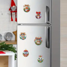 Load image into Gallery viewer, 6Pcs Acrylic Christmas Animals Fridge Stickers Diamond Art Magnets Decals