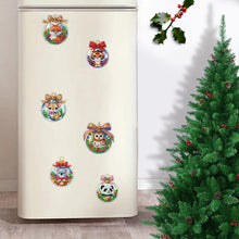 Load image into Gallery viewer, 6Pcs Acrylic Christmas Animals Fridge Stickers Diamond Art Magnets Decals