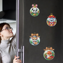 Load image into Gallery viewer, 6Pcs Acrylic Christmas Animals Fridge Stickers Diamond Art Magnets Decals