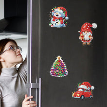 Load image into Gallery viewer, 6Pcs Acrylic Christmas Fridge Stickers Diamond Art Magnets Decals for Home Decor