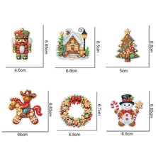 Load image into Gallery viewer, 6Pcs Acrylic Christmas Cookies Fridge Stickers Diamond Art Magnets Decals