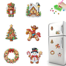 Load image into Gallery viewer, 6Pcs Acrylic Christmas Cookies Fridge Stickers Diamond Art Magnets Decals