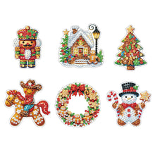 Load image into Gallery viewer, 6Pcs Acrylic Christmas Cookies Fridge Stickers Diamond Art Magnets Decals