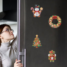 Load image into Gallery viewer, 6Pcs Acrylic Christmas Cookies Fridge Stickers Diamond Art Magnets Decals