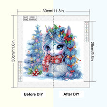 Load image into Gallery viewer, Diamond Painting - Partial Special Shaped - Cute Christmas unicorn (30*30CM)