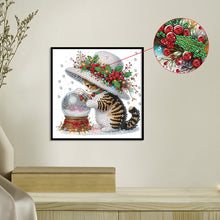 Load image into Gallery viewer, Diamond Painting - Partial Special Shaped - Cute Christmas cat (30*30CM)