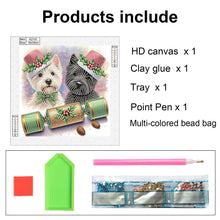 Load image into Gallery viewer, Diamond Painting - Partial Special Shaped - Cute Christmas puppy (30*30CM)