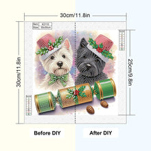 Load image into Gallery viewer, Diamond Painting - Partial Special Shaped - Cute Christmas puppy (30*30CM)