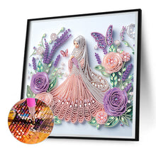 Load image into Gallery viewer, Diamond Painting - Partial Special Shaped - Quilling paper flower girl (30*30CM)
