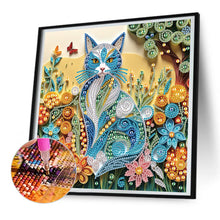 Load image into Gallery viewer, Diamond Painting - Partial Special Shaped - Quilling paper cat (30*30CM)