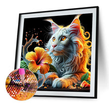 Load image into Gallery viewer, Diamond Painting - Full Round - Cat and flower (40*40CM)