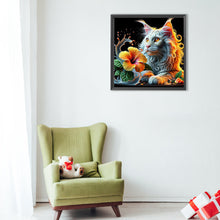 Load image into Gallery viewer, Diamond Painting - Full Round - Cat and flower (40*40CM)
