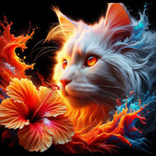 Load image into Gallery viewer, Diamond Painting - Full Round - Cat and flower (40*40CM)