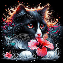 Load image into Gallery viewer, Diamond Painting - Full Round - Cat and flower (40*40CM)