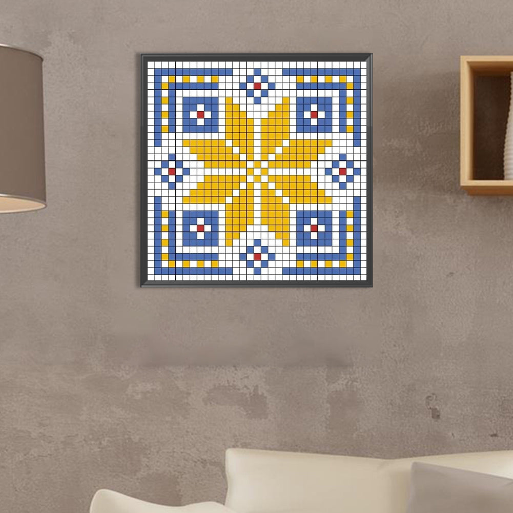 Diamond Painting - Full Square - Blue and yellow mosaic (30*30CM)