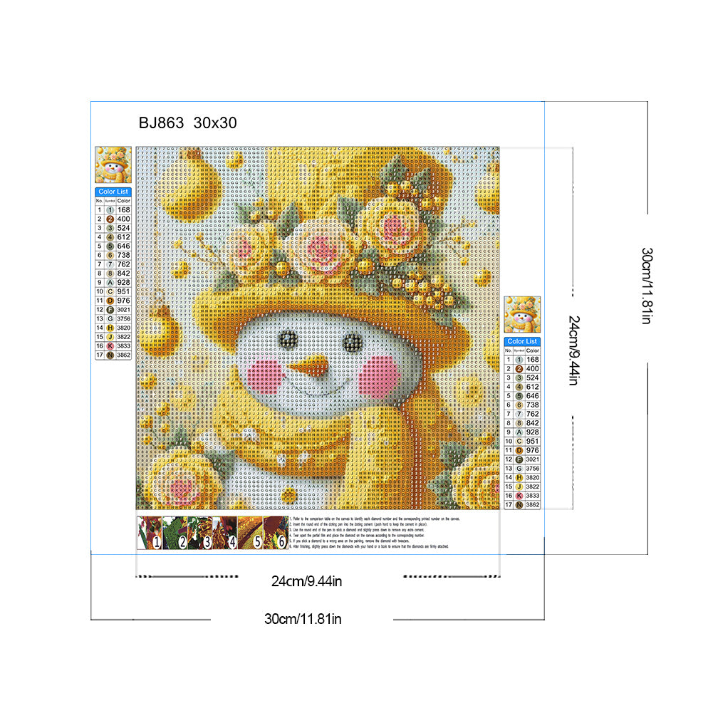 Diamond Painting - Full Round - Yellow snowman (30*30CM)