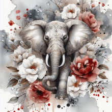 Load image into Gallery viewer, Diamond Painting - Full Round - Red and white peony elephant (40*40CM)