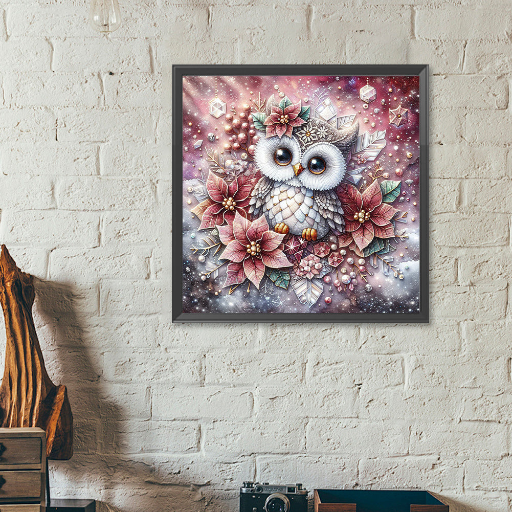 Diamond Painting - Full Round - Poinsettia owl (40*40CM)