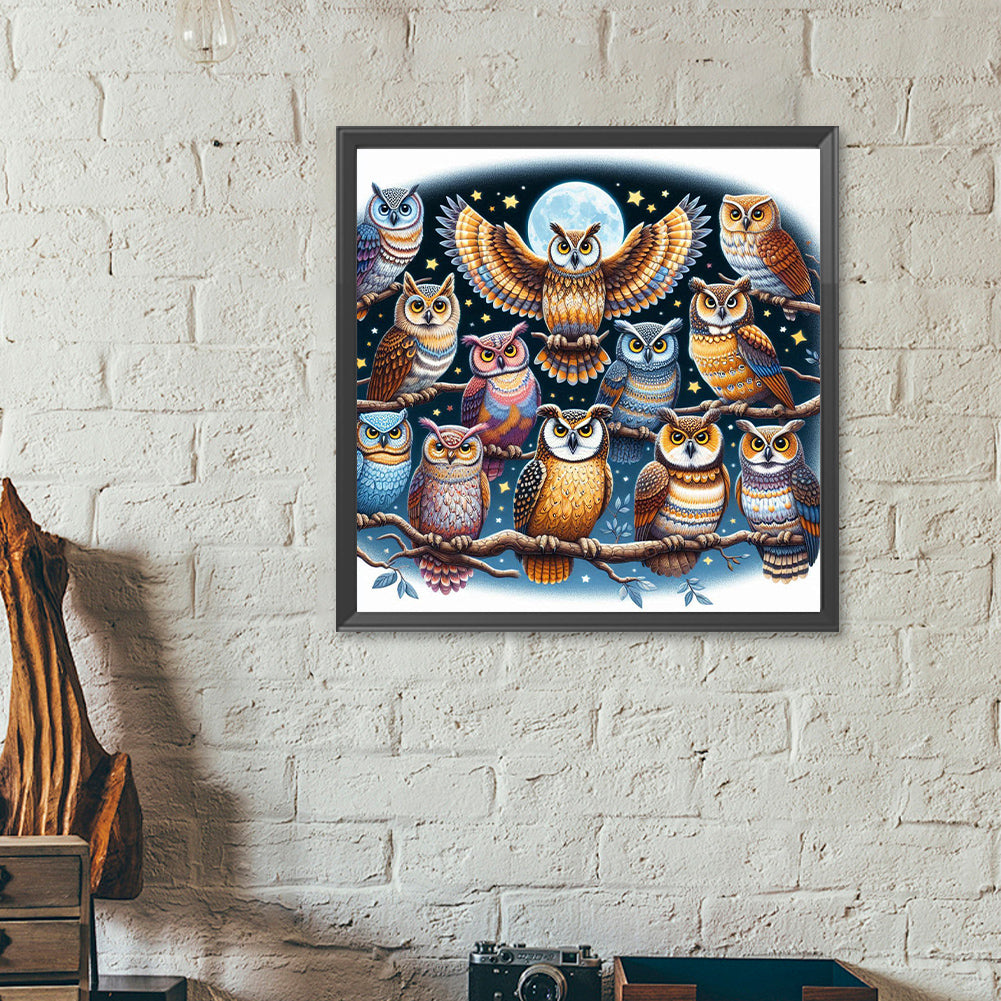 Diamond Painting - Full Round - Multiple owls (40*40CM)