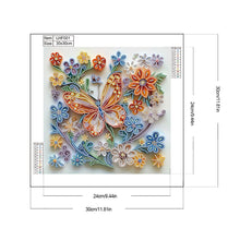 Load image into Gallery viewer, Diamond Painting - Partial Special Shaped - Paper-cut Wind butterfly flower (30*30CM)