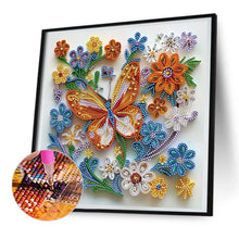 Load image into Gallery viewer, Diamond Painting - Partial Special Shaped - Paper-cut Wind butterfly flower (30*30CM)