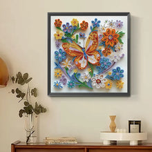 Load image into Gallery viewer, Diamond Painting - Partial Special Shaped - Paper-cut Wind butterfly flower (30*30CM)