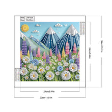 Load image into Gallery viewer, Diamond Painting - Partial Special Shaped - Paper-cut wind daisy snow mountain (30*30CM)