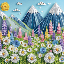 Load image into Gallery viewer, Diamond Painting - Partial Special Shaped - Paper-cut wind daisy snow mountain (30*30CM)