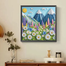 Load image into Gallery viewer, Diamond Painting - Partial Special Shaped - Paper-cut wind daisy snow mountain (30*30CM)