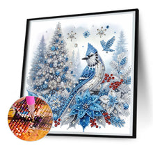 Load image into Gallery viewer, Diamond Painting - Partial Special Shaped - Christmas tree blue tit (30*30CM)