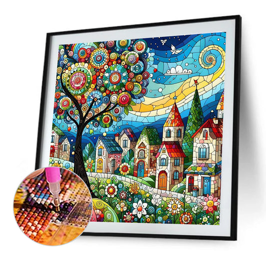 Diamond Painting - Full Round - Colorful house street (40*40CM)