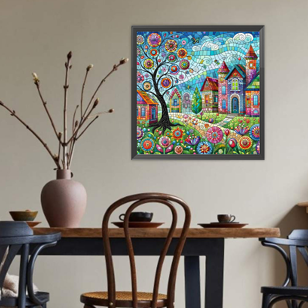 Diamond Painting - Full Round - Colorful house street (40*40CM)