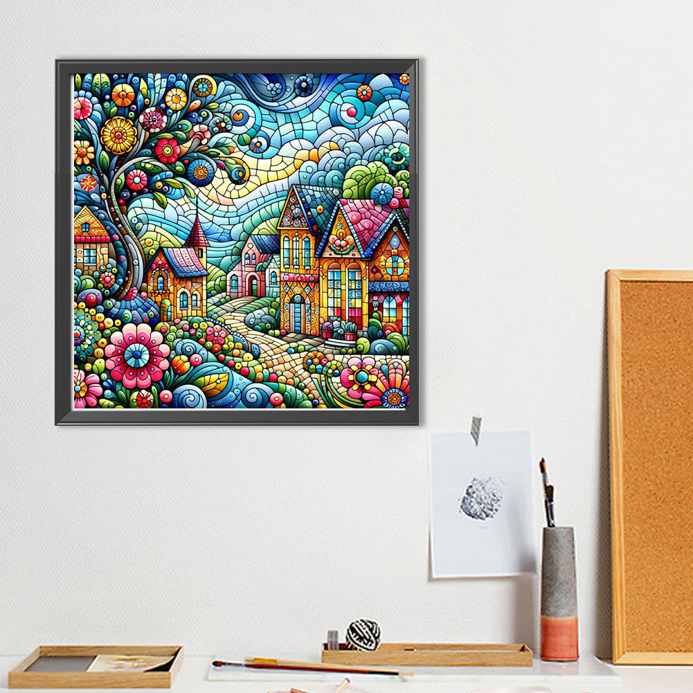 Diamond Painting - Full Round - Colorful house street (40*40CM)
