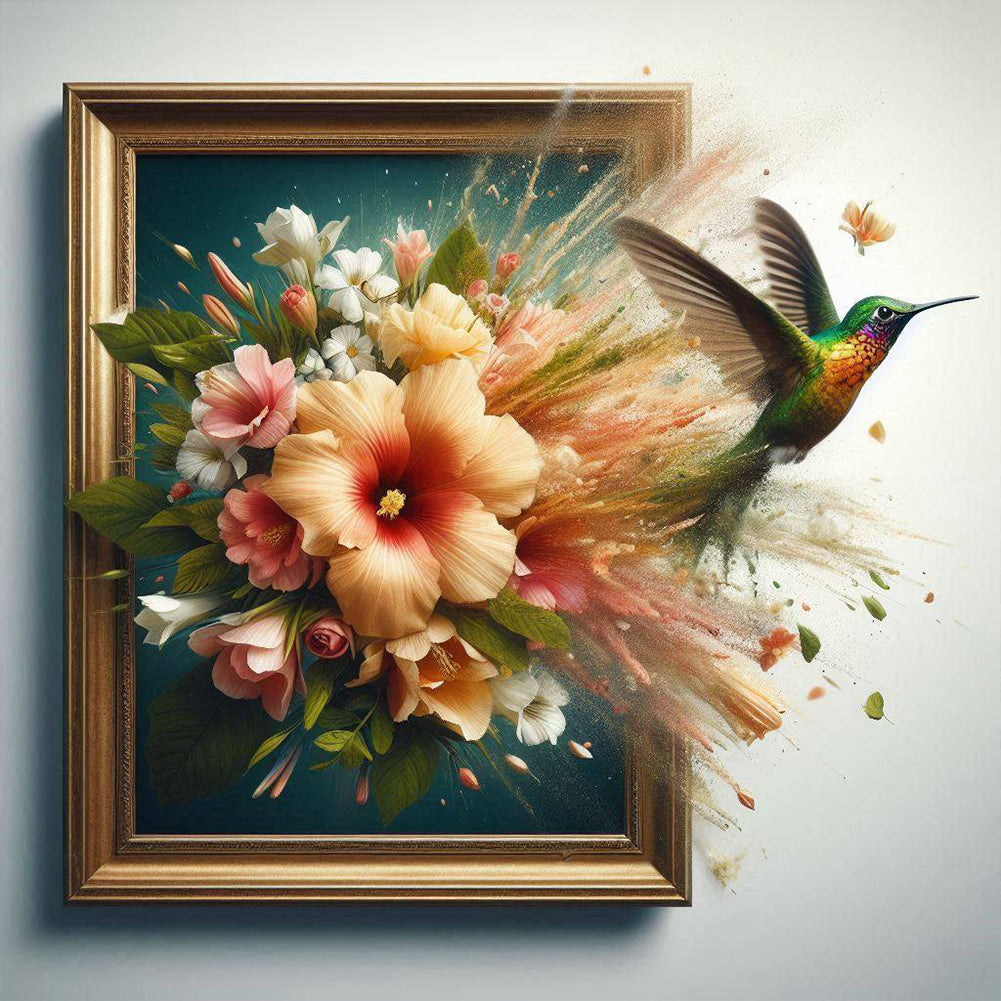 Diamond Painting - Full Round - Run out of the frame hummingbird (40*40CM)