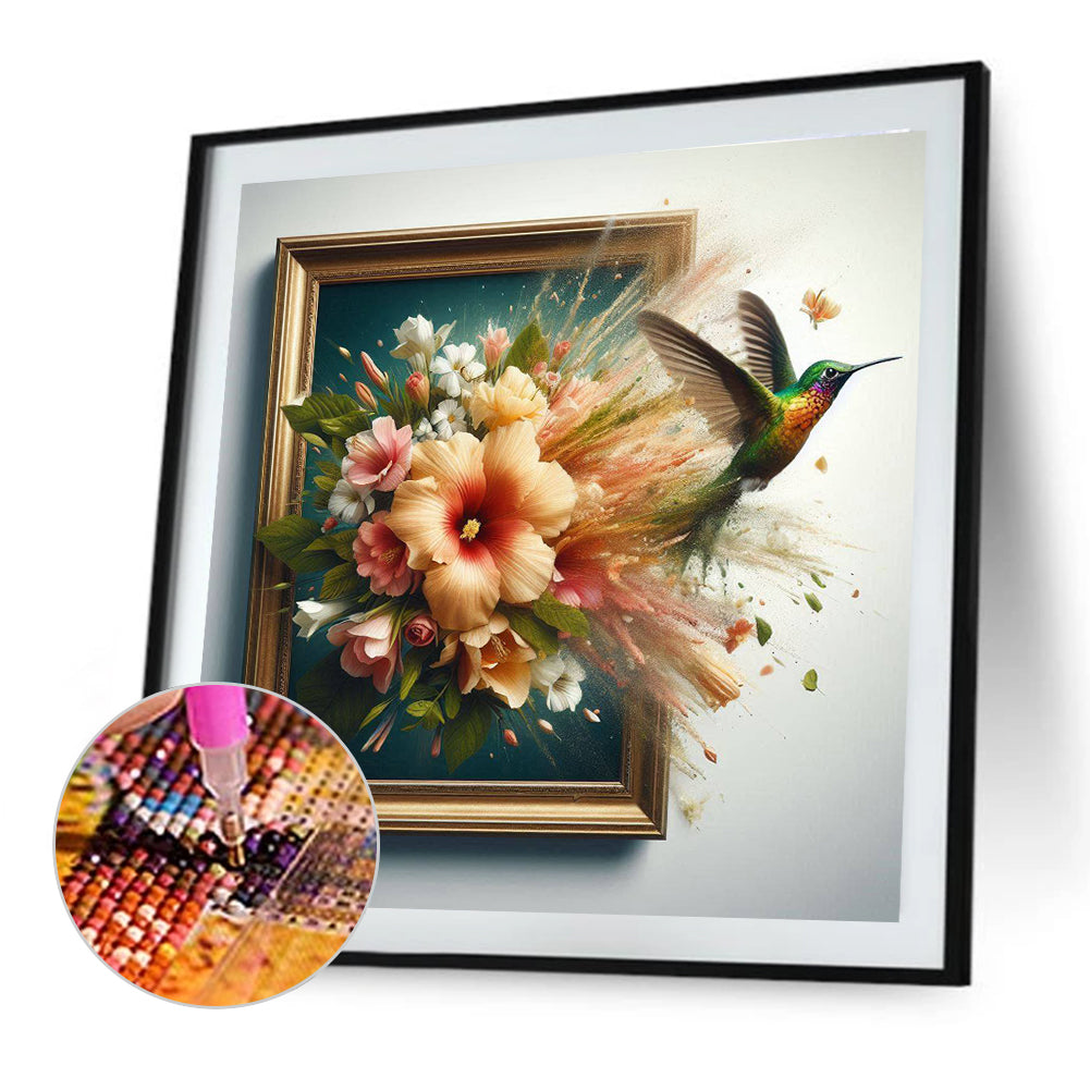 Diamond Painting - Full Round - Run out of the frame hummingbird (40*40CM)