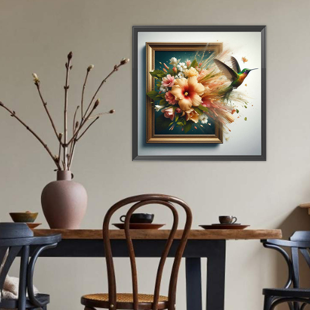 Diamond Painting - Full Round - Run out of the frame hummingbird (40*40CM)