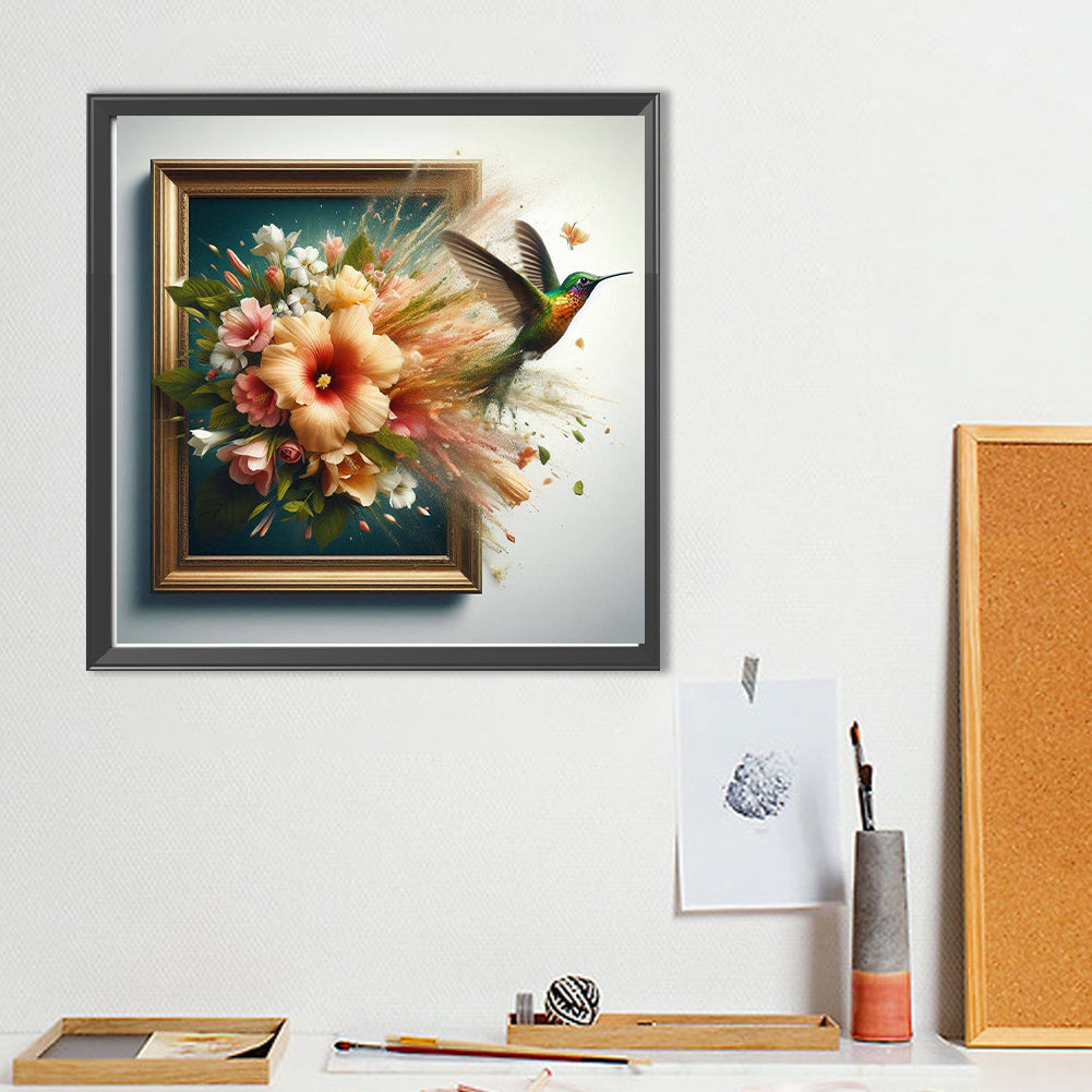 Diamond Painting - Full Round - Run out of the frame hummingbird (40*40CM)