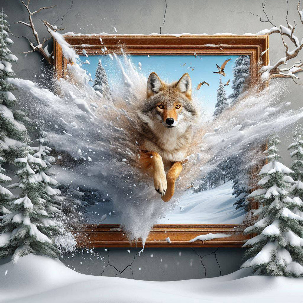 Diamond Painting - Full Round - Run out of the frame wolf (40*40CM)
