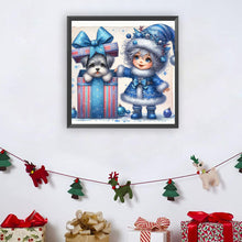 Load image into Gallery viewer, Diamond Painting - Full Round - Christmas white-haired girl and dog (30*30CM)