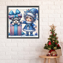 Load image into Gallery viewer, Diamond Painting - Full Round - Christmas white-haired girl and dog (30*30CM)