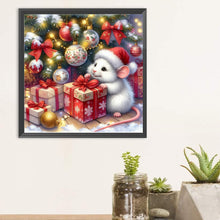Load image into Gallery viewer, Diamond Painting - Full Round - Christmas gift white mouse (30*30CM)