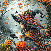 Load image into Gallery viewer, AB Diamond Painting - Full Round - Autumn Witch (40*40CM)