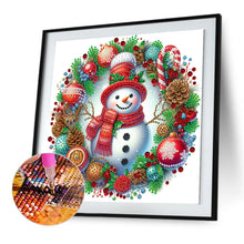 Load image into Gallery viewer, Diamond Painting - Partial Special Shaped - Christmas Snowman Wreath (30*30CM)